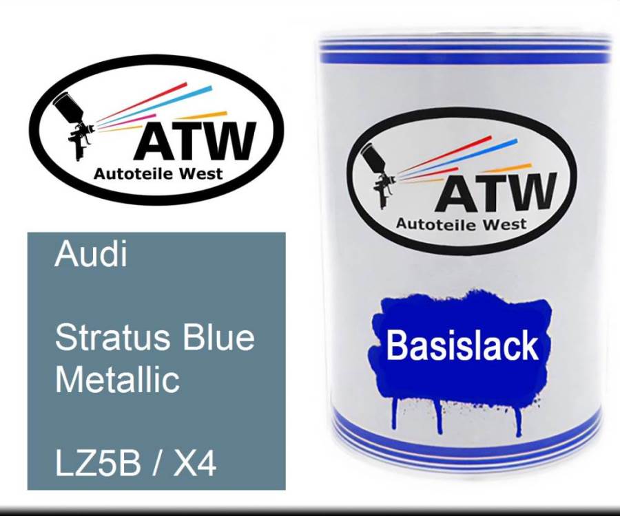 Audi, Stratus Blue Metallic, LZ5B / X4: 500ml Lackdose, von ATW Autoteile West.